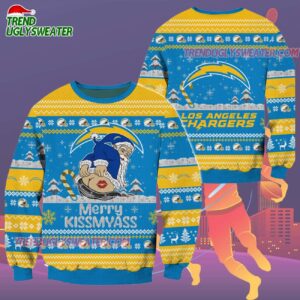 Los Angeles Chargers Merrykissmyass Funny Santa Claus Christmas Ugly Sweater 2