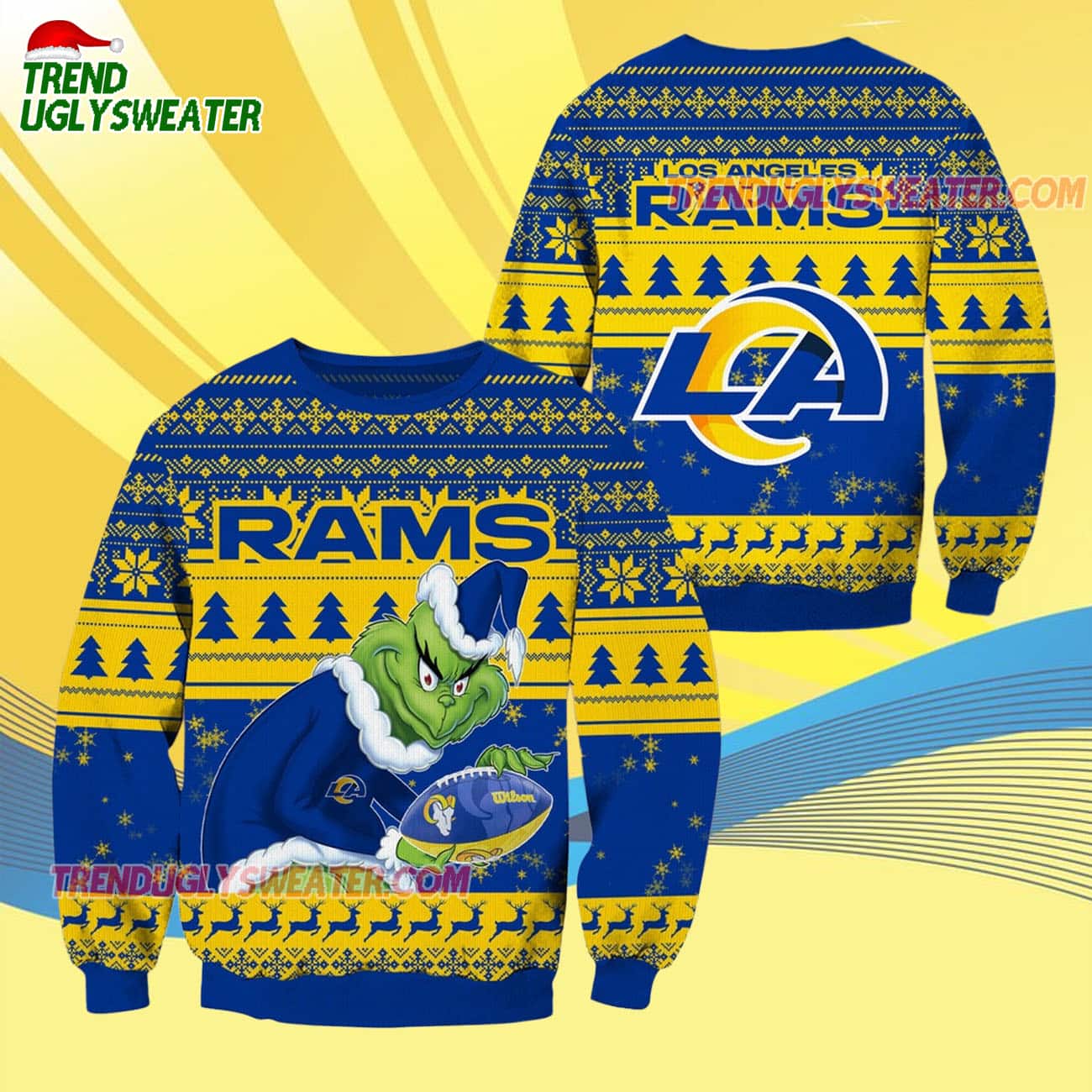Los Angeles Rams Football Grinch Christmas Ugly Sweater Los Angeles Rams Football Grinch Christmas Ugly Sweater