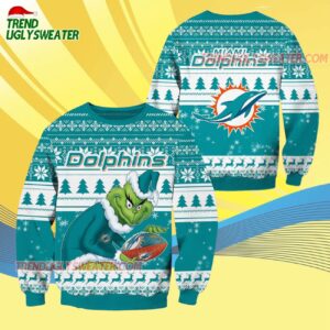 Miami Dolphins Football Grinch Christmas Ugly Sweater 3 Miami Dolphins Football Grinch Christmas Ugly Sweater 4