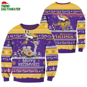 Minnesota Vikings Merrykissmyass Funny Santa Claus Christmas Ugly Sweater 1