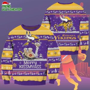 Minnesota Vikings Merrykissmyass Funny Santa Claus Christmas Ugly Sweater 2