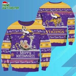 Minnesota Vikings Merrykissmyass Funny Santa Claus Christmas Ugly Sweater 3