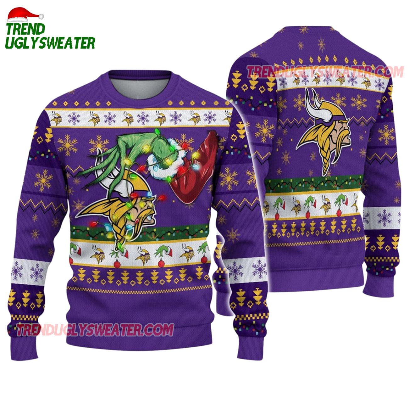 Minnesota Vikings Special Grinchs Hand Football Christmas Ugly Sweater Minnesota Vikings Special Grinchs Hand Football Christmas Ugly Sweater