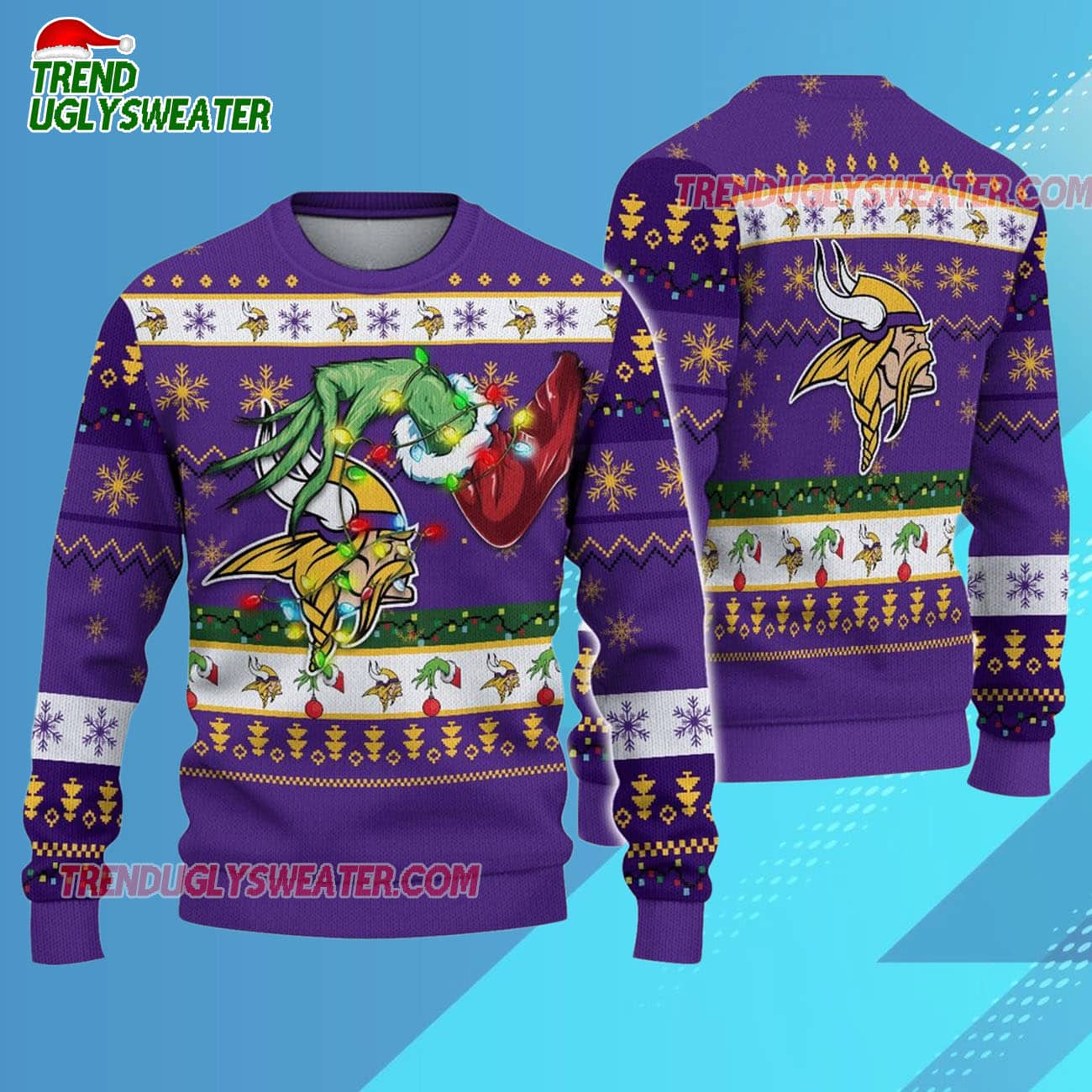 Minnesota Vikings Special Grinchs Hand Football Christmas Ugly Sweater Minnesota Vikings Special Grinchs Hand Football Christmas Ugly Sweater
