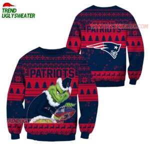 New England Patriots Football Grinch Christmas Ugly Sweater 1