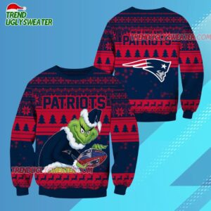 New England Patriots Football Grinch Christmas Ugly Sweater 3