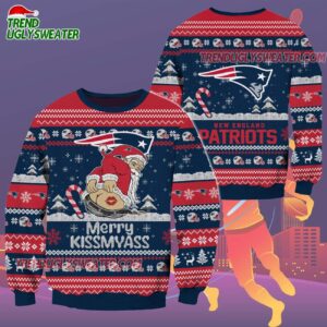 New England Patriots Merrykissmyass Funny Santa Claus Christmas Ugly Sweater 2