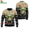 New Orleans Saints Baby Yoda Hug The Ball Christmas Ugly Sweater 1