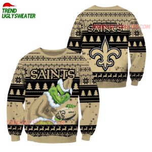 New Orleans Saints Football Grinch Christmas Ugly Sweater 1