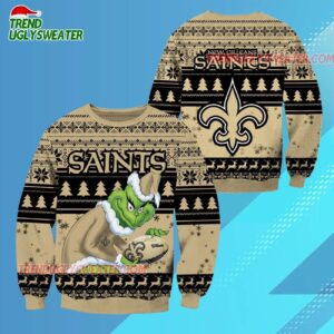 New Orleans Saints Football Grinch Christmas Ugly Sweater 2 New Orleans Saints Football Grinch Christmas Ugly Sweater 3