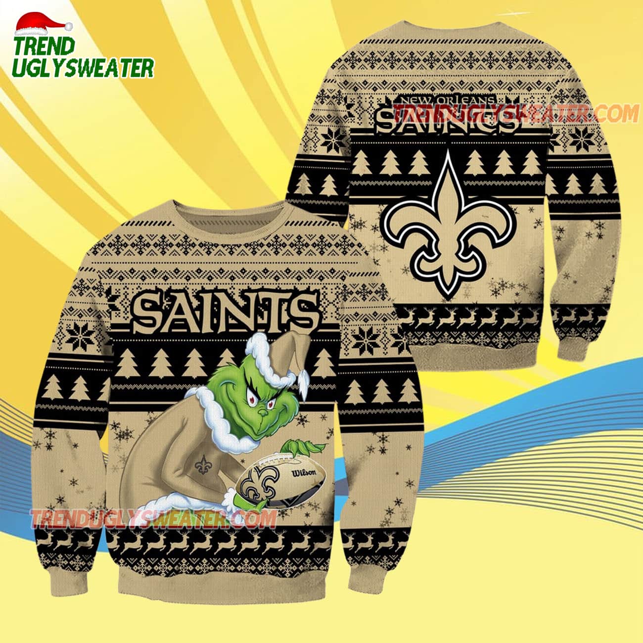 New Orleans Saints Football Grinch Christmas Ugly Sweater New Orleans Saints Football Grinch Christmas Ugly Sweater