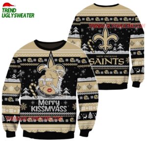 New Orleans Saints Merrykissmyass Funny Santa Claus Christmas Ugly Sweater 1