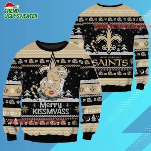 New Orleans Saints Merrykissmyass Funny Santa Claus Christmas Ugly Sweater 3