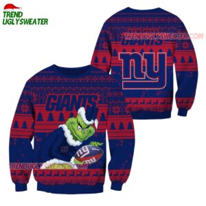 New York Giants Football Grinch Christmas Ugly Sweater 1