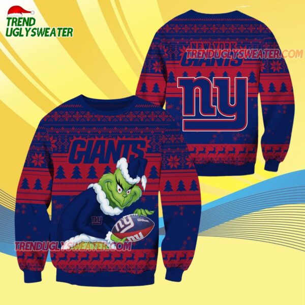 New York Giants Football Grinch Christmas Ugly Sweater 4