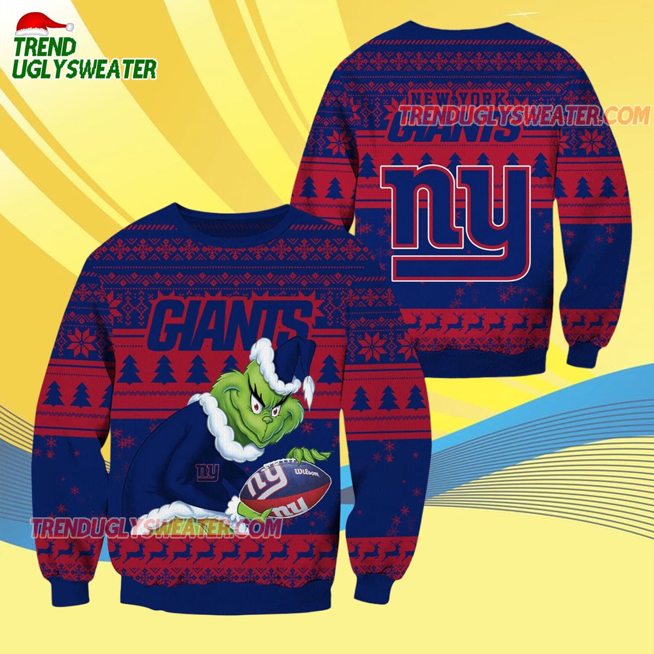 New York Giants Football Grinch Christmas Ugly Sweater New York Giants Football Grinch Christmas Ugly Sweater