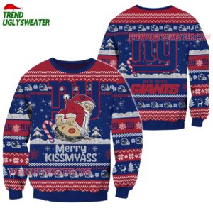 New York Giants Merrykissmyass Funny Santa Claus Christmas Ugly Sweater 1