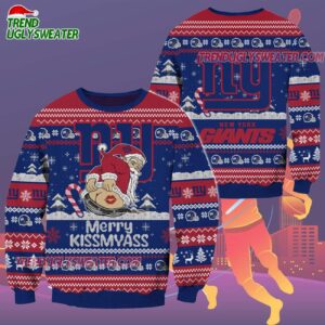 New York Giants Merrykissmyass Funny Santa Claus Christmas Ugly Sweater 2