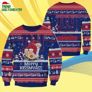 New York Giants Merrykissmyass Funny Santa Claus Christmas Ugly Sweater 4