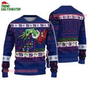 New York Giants Special Grinchs Hand Football Christmas Ugly Sweater 1