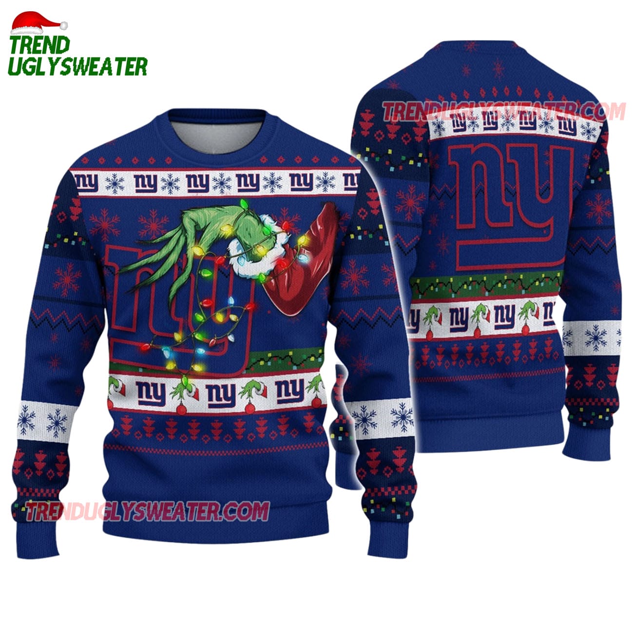 New York Giants Special Grinchs Hand Football Christmas Ugly Sweater New York Giants Special Grinchs Hand Football Christmas Ugly Sweater