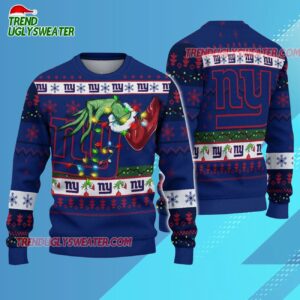 New York Giants Special Grinchs Hand Football Christmas Ugly Sweater 2 New York Giants Special Grinchs Hand Football Christmas Ugly Sweater 3