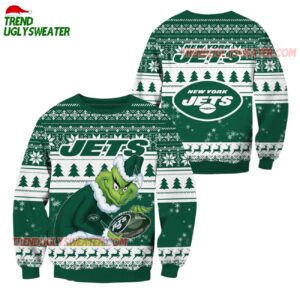 New York Jets Football Grinch Christmas Ugly Sweater 1