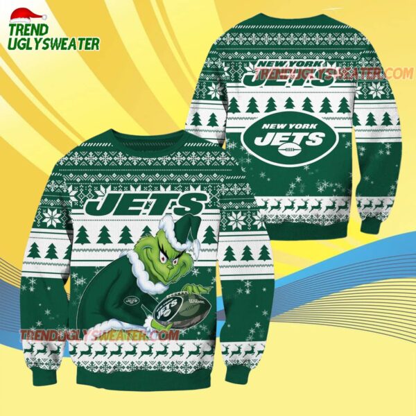 New York Jets Football Grinch Christmas Ugly Sweater 4
