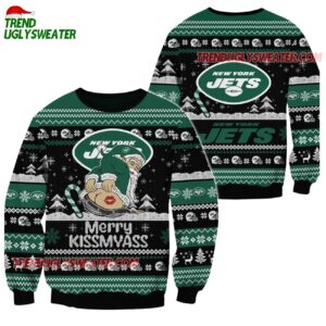 New York Jets Merrykissmyass Funny Santa Claus Christmas Ugly Sweater 1