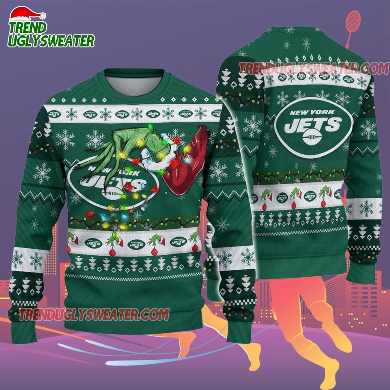 New York Jets Special Grinchs Hand Football Christmas Ugly Sweater New York Jets Special Grinchs Hand Football Christmas Ugly Sweater