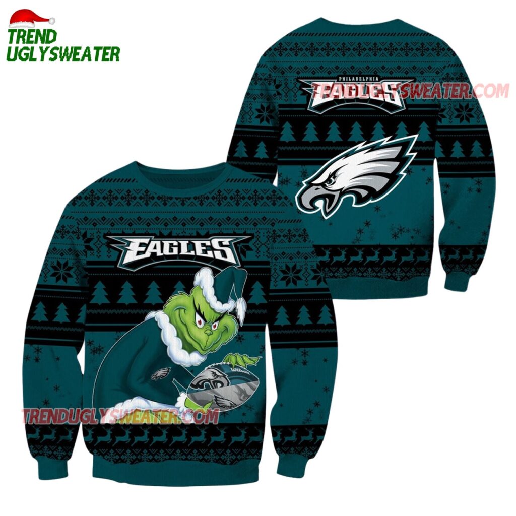 Philadelphia Eagles Football Grinch Christmas Ugly Sweater 1