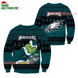 Philadelphia Eagles Football Grinch Christmas Ugly Sweater 1