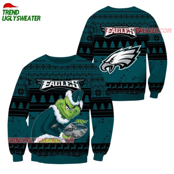 Philadelphia Eagles Football Grinch Christmas Ugly Sweater 1