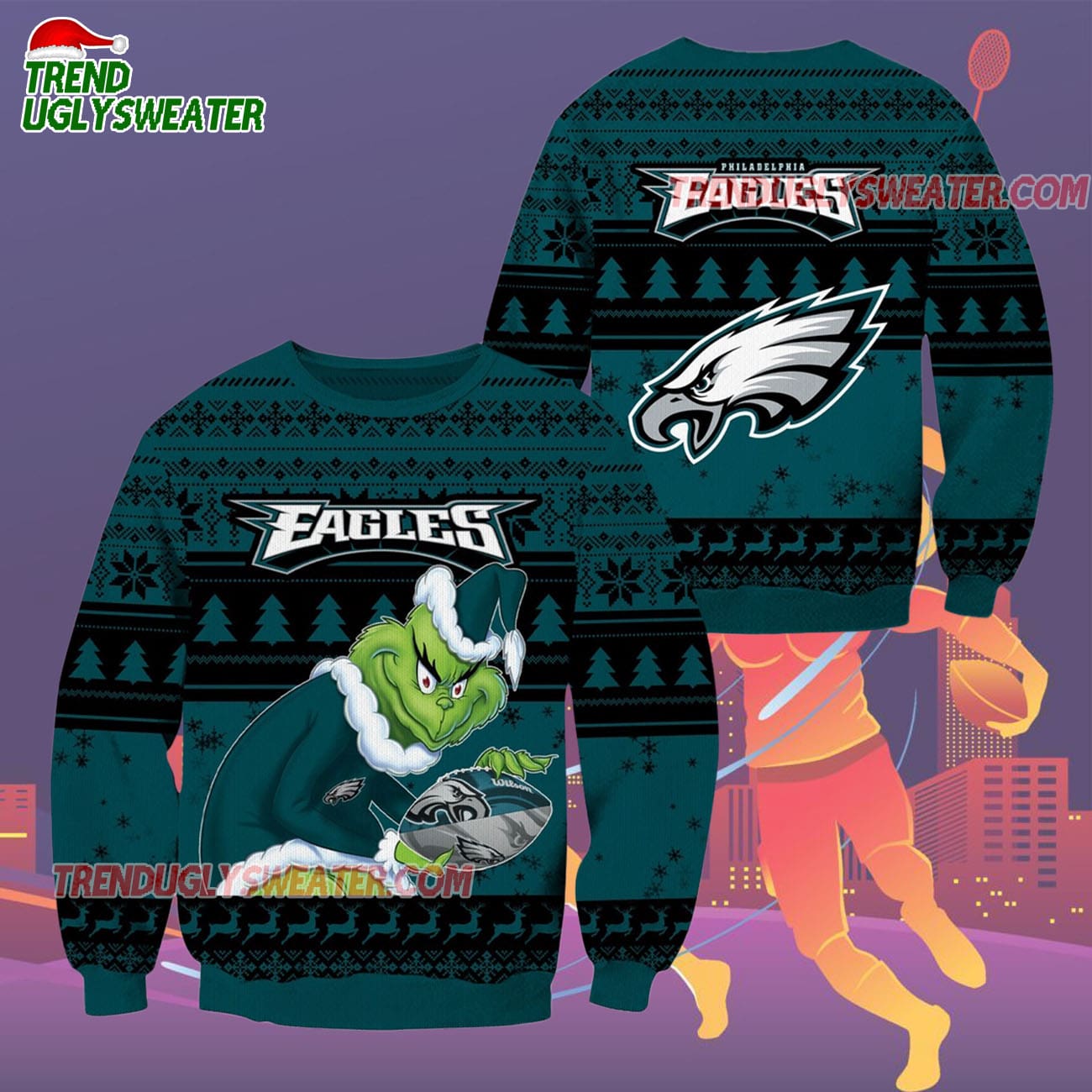 Philadelphia Eagles Football Grinch Christmas Ugly Sweater Philadelphia Eagles Football Grinch Christmas Ugly Sweater