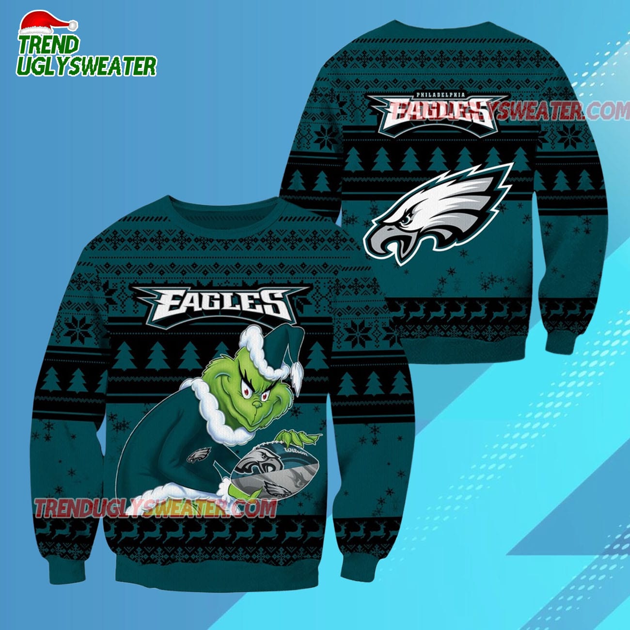 Philadelphia Eagles Football Grinch Christmas Ugly Sweater Philadelphia Eagles Football Grinch Christmas Ugly Sweater
