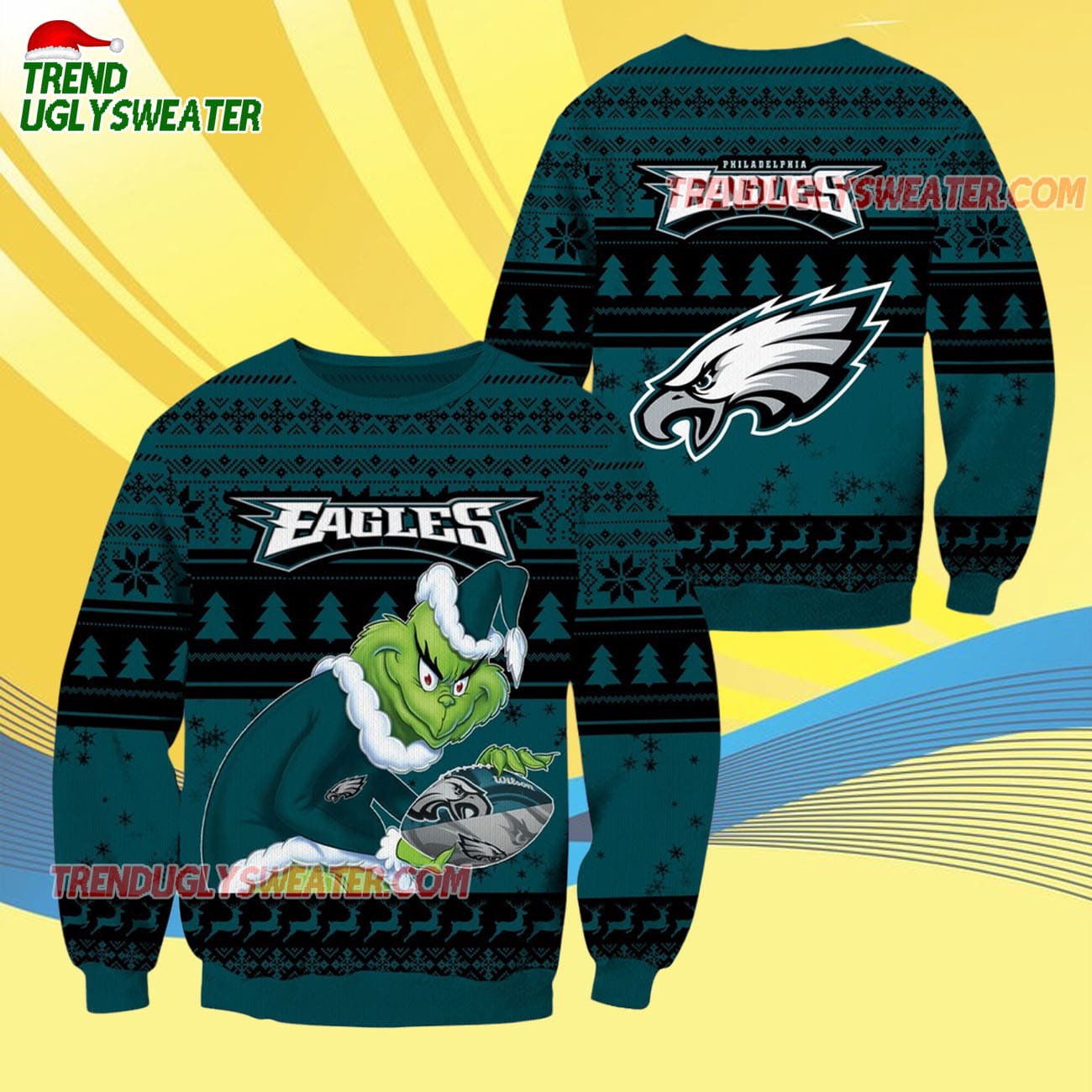 Philadelphia Eagles Football Grinch Christmas Ugly Sweater Philadelphia Eagles Football Grinch Christmas Ugly Sweater