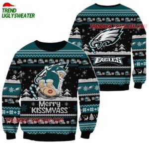 Philadelphia Eagles Merrykissmyass Funny Santa Claus Christmas Ugly Sweater 1