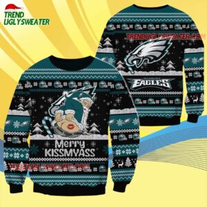 Philadelphia Eagles Merrykissmyass Funny Santa Claus Christmas Ugly Sweater 4
