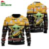 Pittsburgh Steelers Baby Yoda Hug The Ball Christmas Ugly Sweater 1