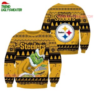 Pittsburgh Steelers Football Grinch Christmas Ugly Sweater 1