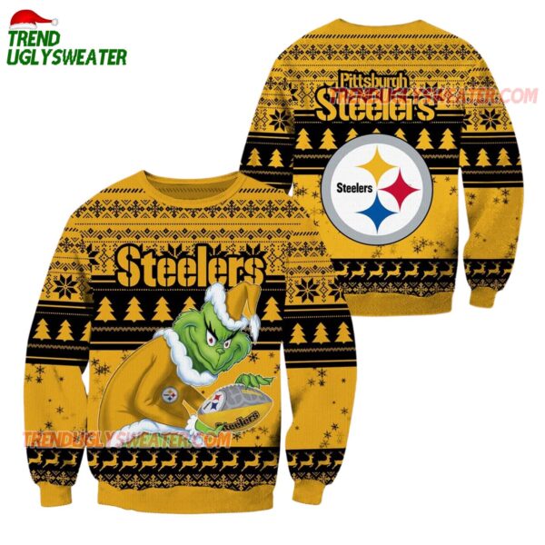 Pittsburgh Steelers Football Grinch Christmas Ugly Sweater 1