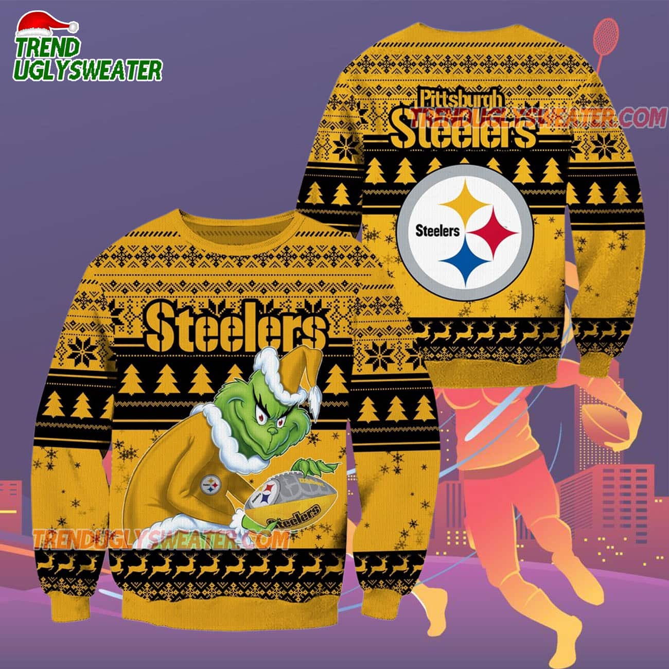 Pittsburgh Steelers Football Grinch Christmas Ugly Sweater Pittsburgh Steelers Football Grinch Christmas Ugly Sweater