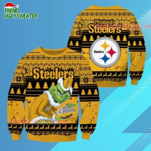 Pittsburgh Steelers Football Grinch Christmas Ugly Sweater 3