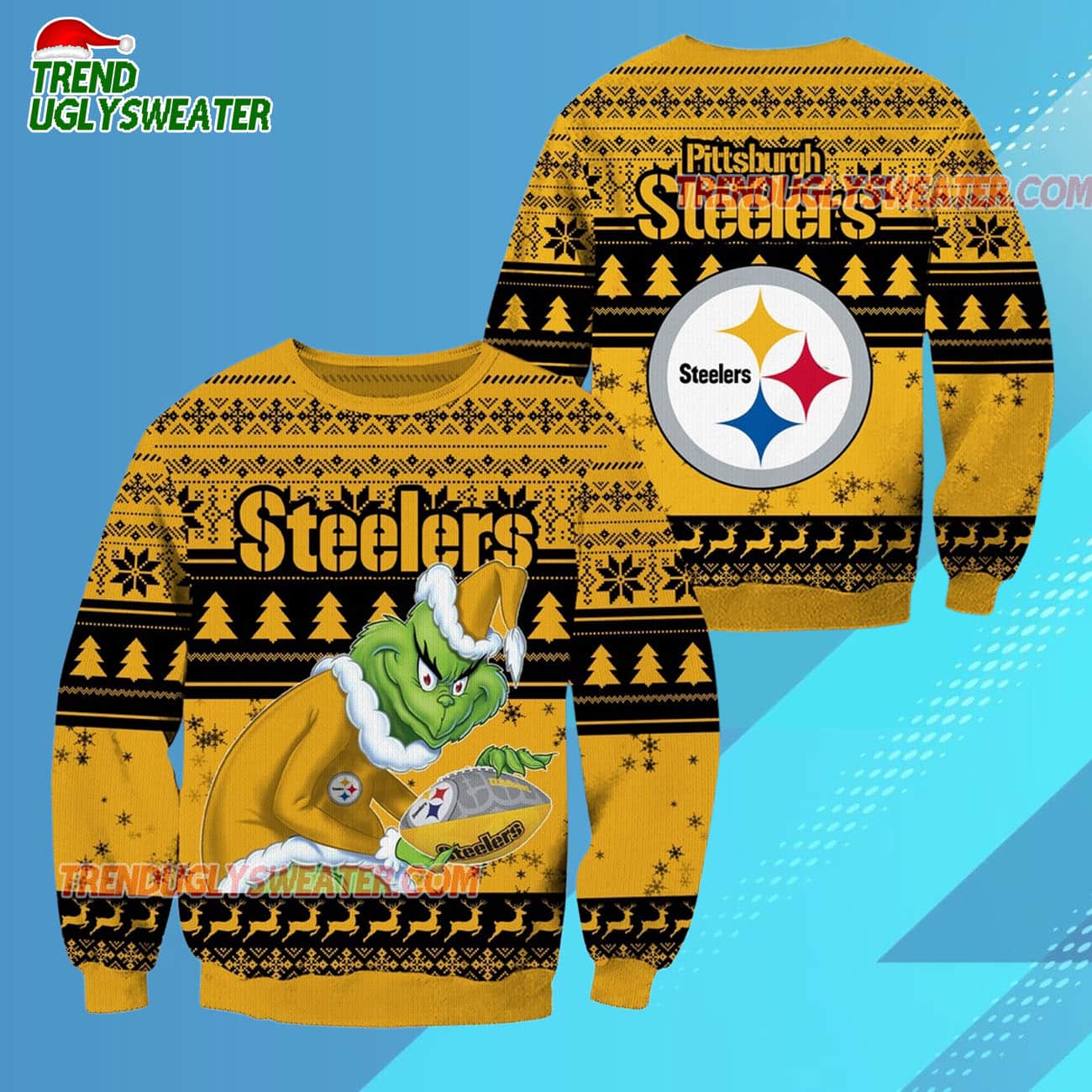 Pittsburgh Steelers Football Grinch Christmas Ugly Sweater Pittsburgh Steelers Football Grinch Christmas Ugly Sweater