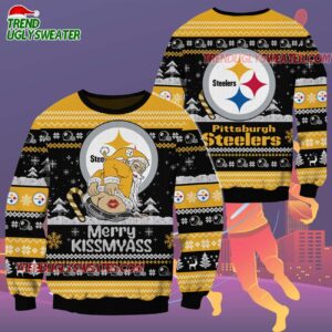 Pittsburgh Steelers Merrykissmyass Funny Santa Claus Christmas Ugly Sweater 2