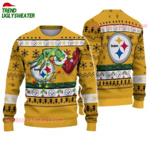 Pittsburgh Steelers Special Grinchs Hand Football Christmas Ugly Sweater 1