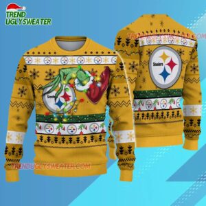 Pittsburgh Steelers Special Grinchs Hand Football Christmas Ugly Sweater 3