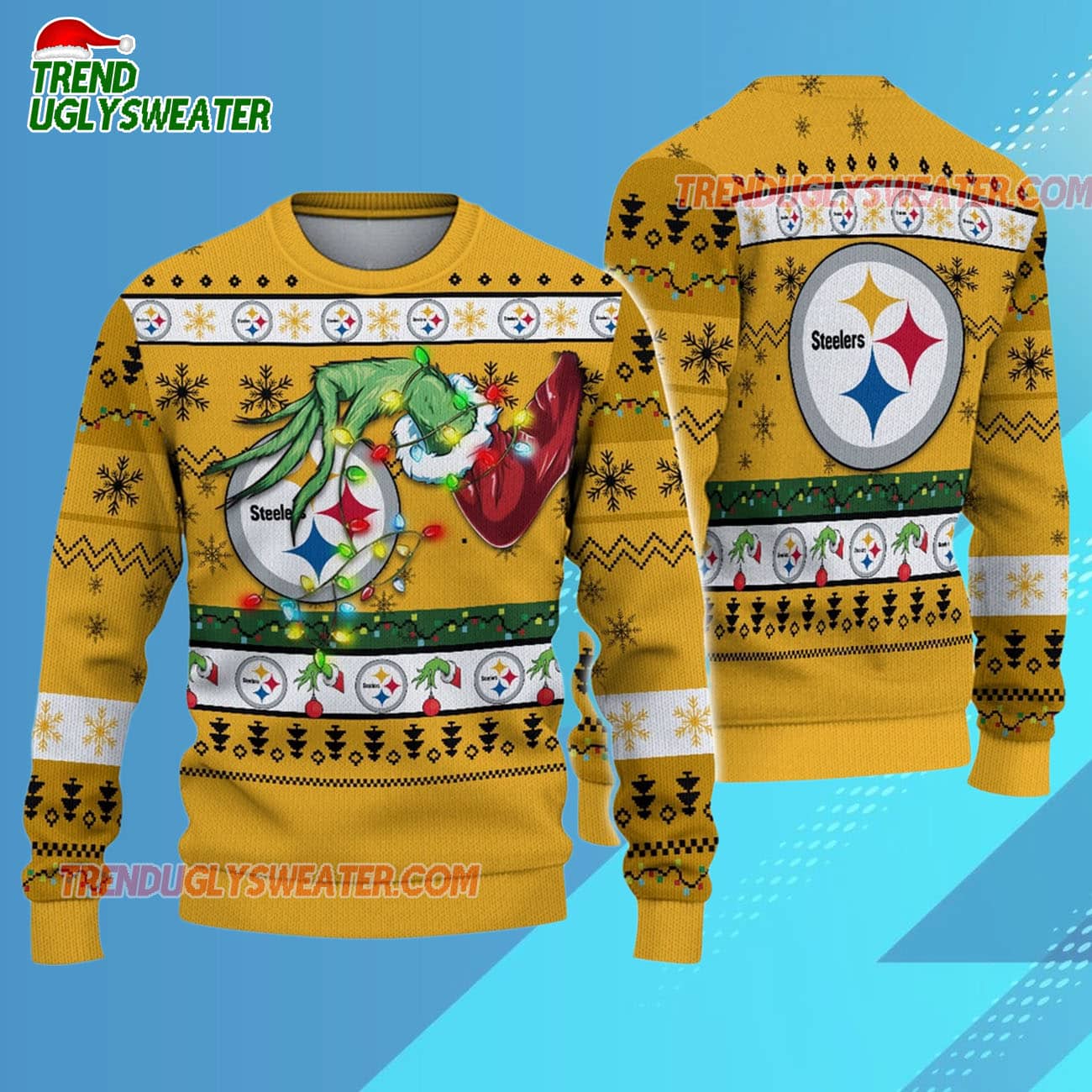 Pittsburgh Steelers Special Grinchs Hand Football Christmas Ugly Sweater Pittsburgh Steelers Special Grinchs Hand Football Christmas Ugly Sweater