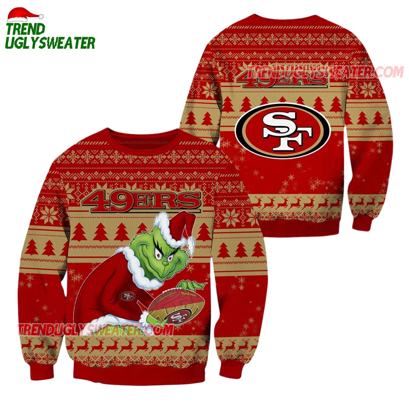 San Francisco 49ers Football Grinch Christmas Ugly Sweater San Francisco 49ers Football Grinch Christmas Ugly Sweater