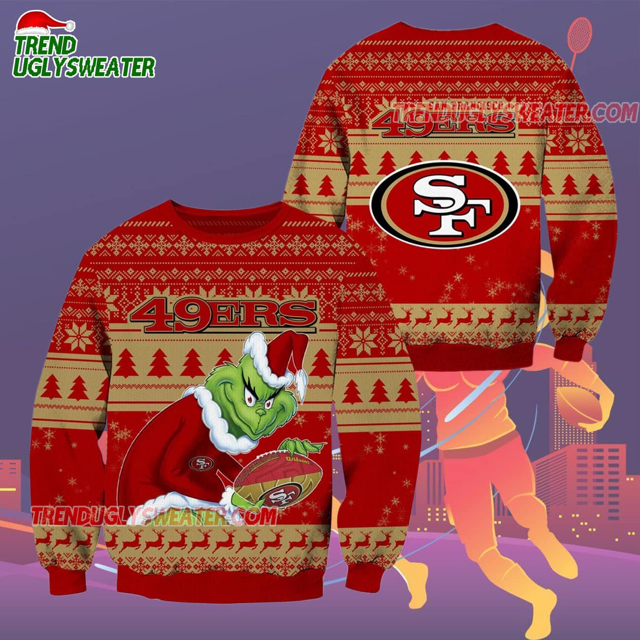 San Francisco 49ers Football Grinch Christmas Ugly Sweater San Francisco 49ers Football Grinch Christmas Ugly Sweater